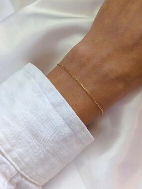 BRAND NEW 14k Solid Gold Dainty Paperclip Chain Bracelet